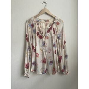 Lucky Brand Blouse Womens XS Top Cream Floral